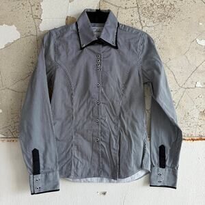 Tales Shirt Equestrian Popover Stripe Button Down Cotton Horse Riding Womens M